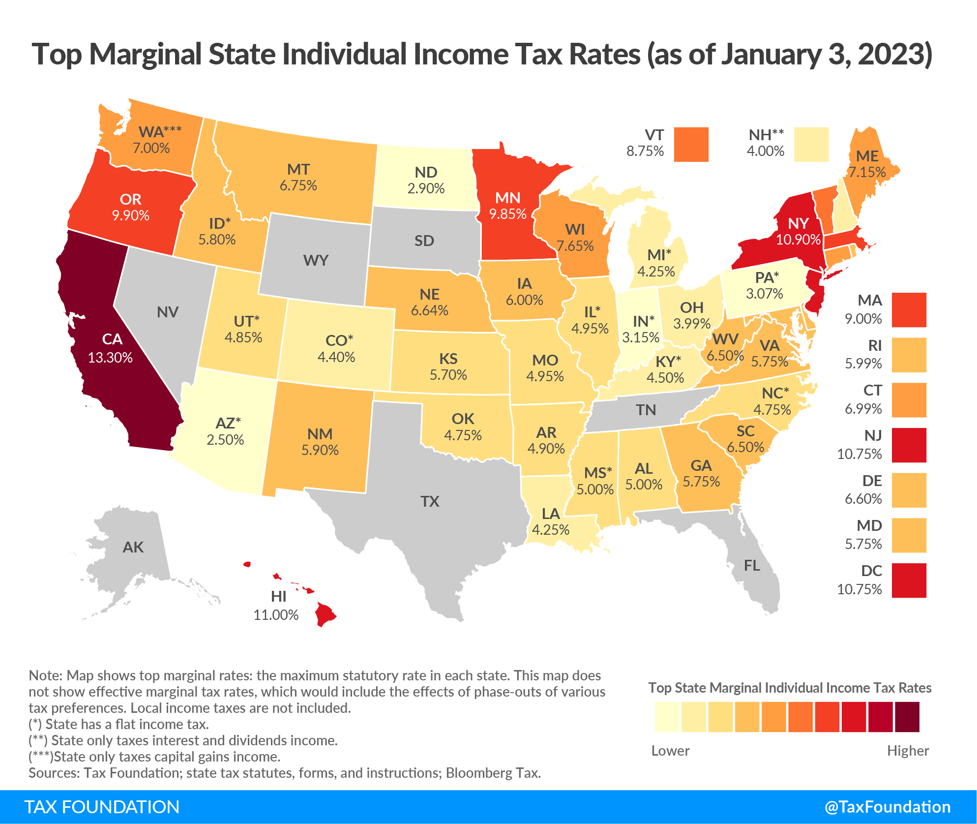 2023 state individual income tax rates 2023 state income taxes by state